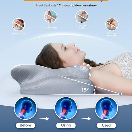 Memory foam cervical pillow